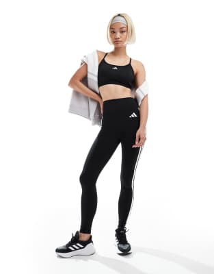 adidas Training Essentials - Leggings in voller Länge in Schwarz mit 3 Streifen