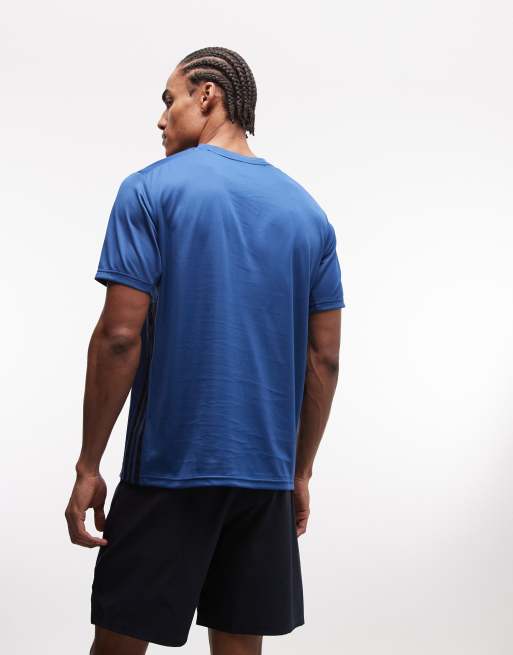 adidas Training – Essentials – Marinblå t-shirt med 3 ränder, 3 av 5