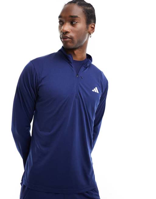 adidas Training - Essentials - Marineblå top med halv lynlås, 2 af 4