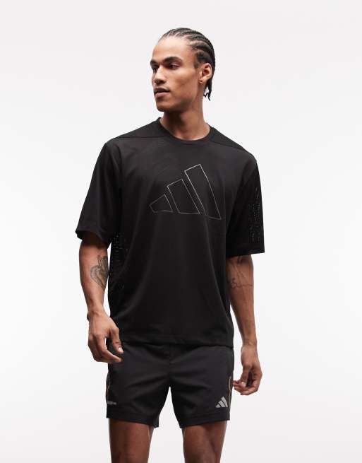 adidas Training essentials mesh t-shirt in black, 3 of 5