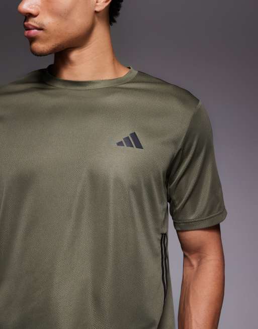 adidas Training – Essentials – Oliwkowy T-shirt z trzema paskami, 5 z 5