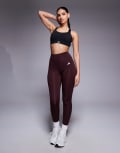 [adidas performance] adidas Training Essentials Optime full length leggings in burgundy-Red XL BURGUNDY