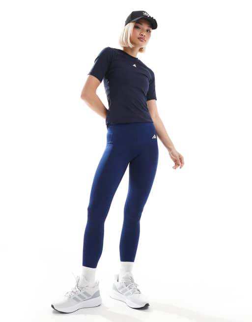 adidas - Training Essentials Optime - Leggings taglio integrale blu navy