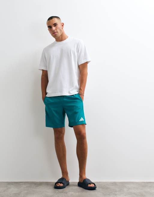 adidas Training Essentials pantaloncini da bagno con 3 strisce in turchese, 4 di 4