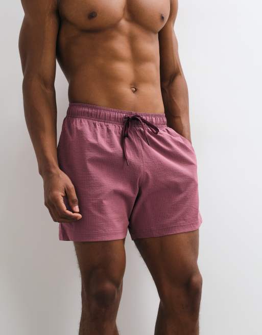 adidas Training essentials pantaloncini da bagno stropicciati con 3 strisce bordeaux, 5 di 5