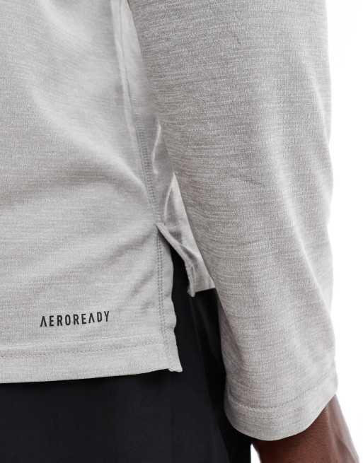adidas Training Essentials quarter zip long sleeve T-shirt in gray, 3 of 4