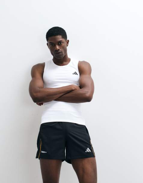 adidas Training Essentials ribbed singlet in white - view 1