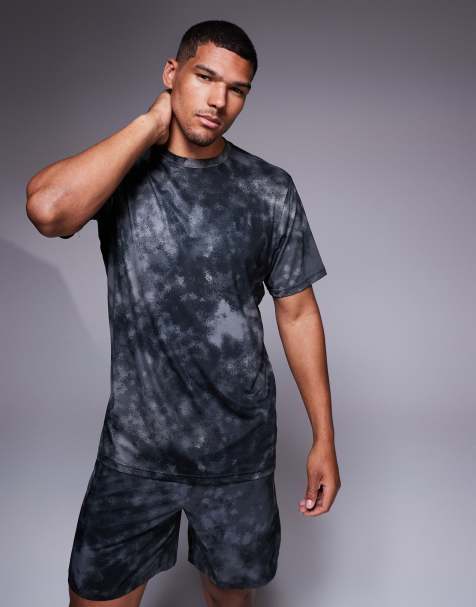 adidas Training – Essentials – Schwarz und Grau gemustertes T-Shirt - view 1