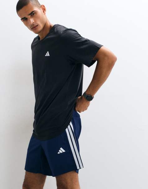 adidas Training essentials shorts with 3 stripes in blue - view 1