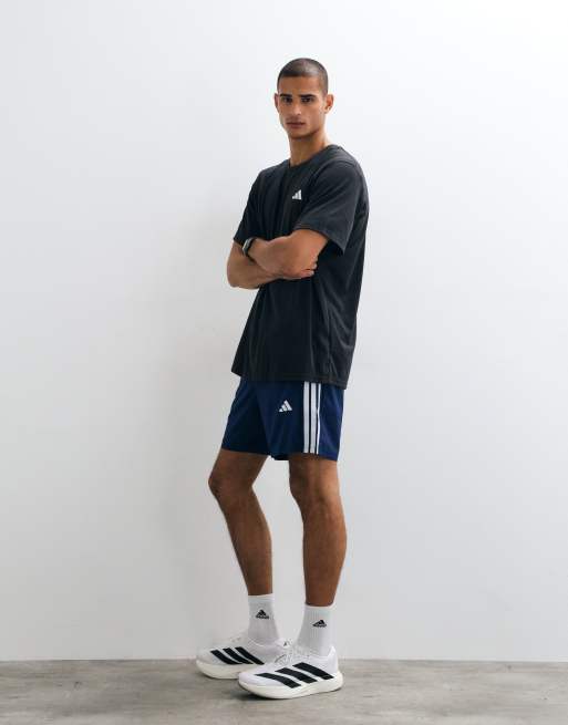 adidas Training essentials shorts with 3 stripes in blue, 2 of 5