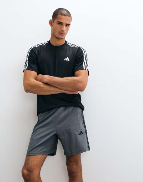 adidas Training essentials shorts with 3 stripes in dark grey - view 1