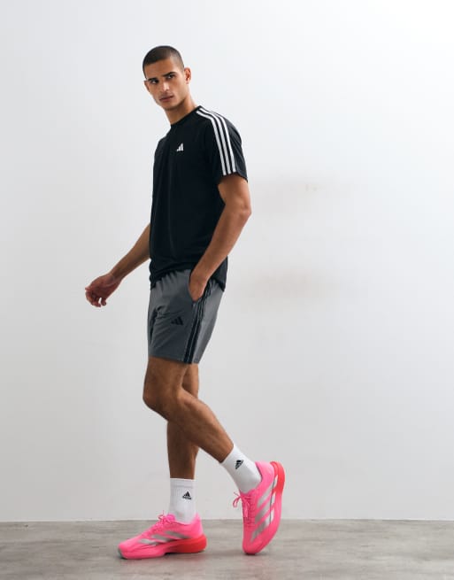 adidas Training essentials shorts with 3 stripes in dark grey, 2 of 5