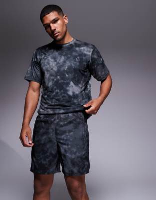 asos adidas Training essentials shorts with grey and black print