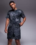 [adidas performance] adidas Training Essentials shorts with grey and black print M black
