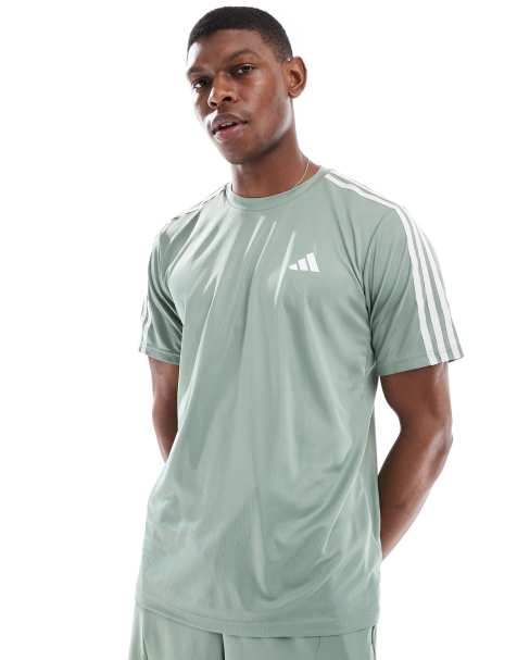 adidas Training – Essentials – Srebrno-zielony T-shirt - view 1