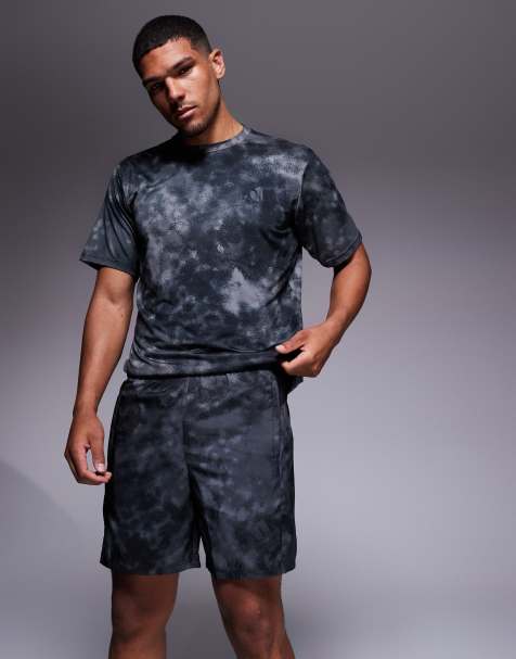adidas Training essentials shorts with grey and black print