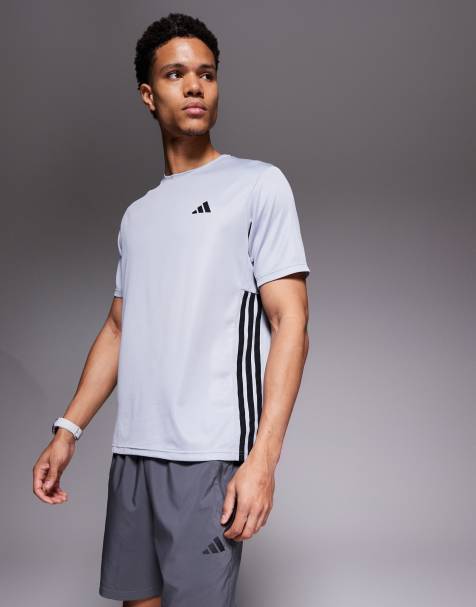 adidas Training – Essentials – Szary T-shirt z trzema paskami - view 1