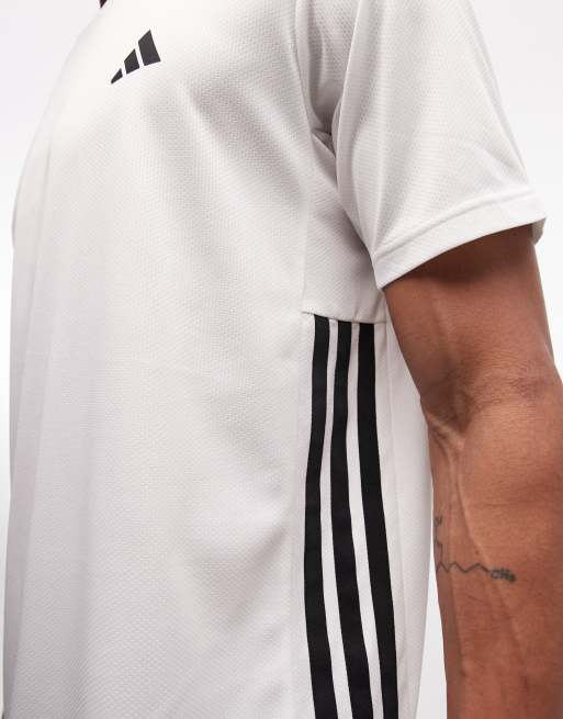adidas - Training Essentials - T-shirt bianca con 3 strisce, 5 di 5