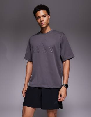 adidas Training - Essentials - T-shirt imprimé - Gris