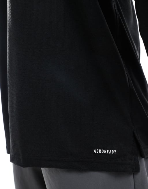 adidas Training – Essentials – T-Shirt in Schwarz mit kurzem Reißverschluss, 4 von 4