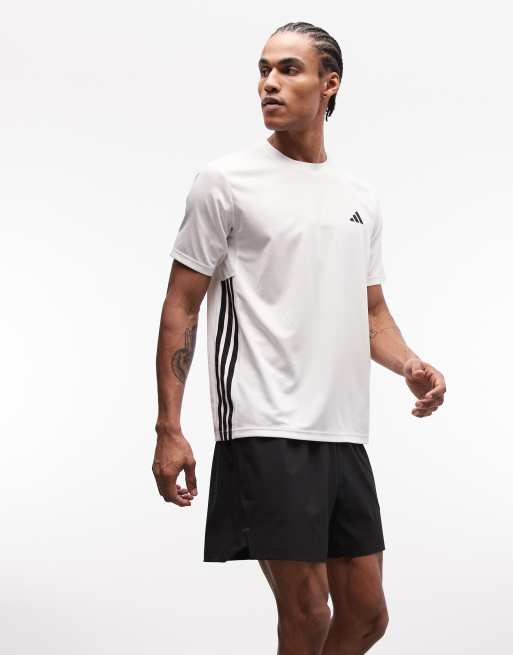 adidas Training – Essentials – T-Shirt in Weiß mit den drei Streifen, 2 von 5