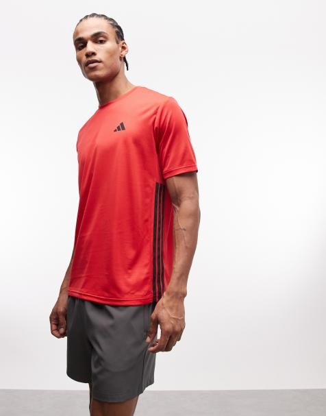 adidas Training Essentials T-shirt med 3 striber i rød - view 1