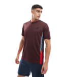 [adidas performance] adidas Training Essentials t-shirt with 3 stripe in burgundy-Red S BURGUNDY