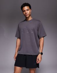 adidas Training Essentials t-shirt with chest print in grey