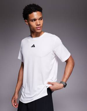 adidas Training Essentials t-shirt with three stripes in white