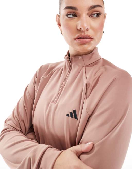 adidas Training - Essentials - Top à col zippé et mini-logo - Rouge, 3 de 4