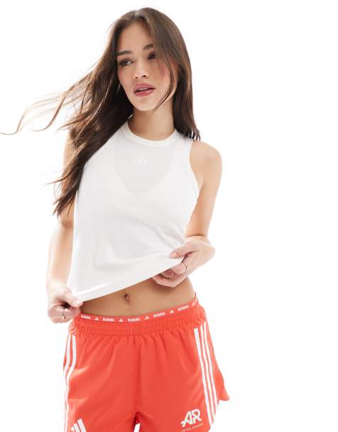 adidas Training – Essentials – Vitt, ribbat linne med 3 ränder - view 1