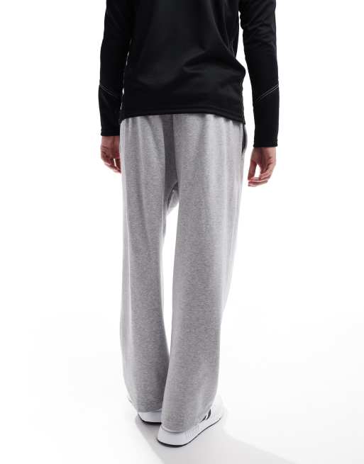 adidas Training essentials wide leg 3 bar logo pants in grey, 2 of 5