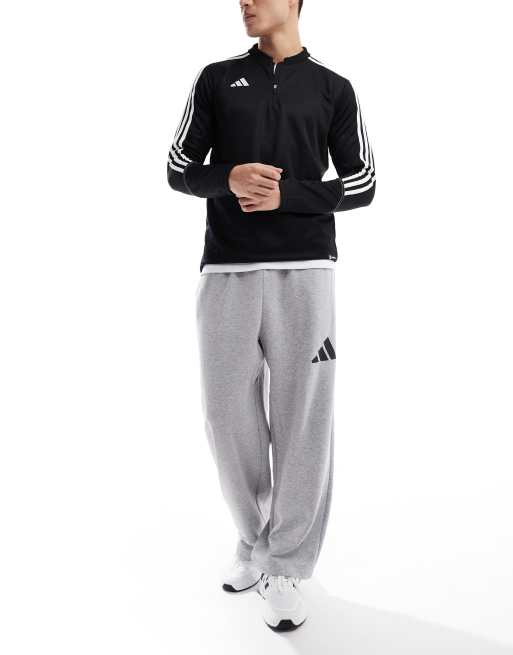 adidas Training essentials wide leg 3 bar logo pants in grey, 5 of 5