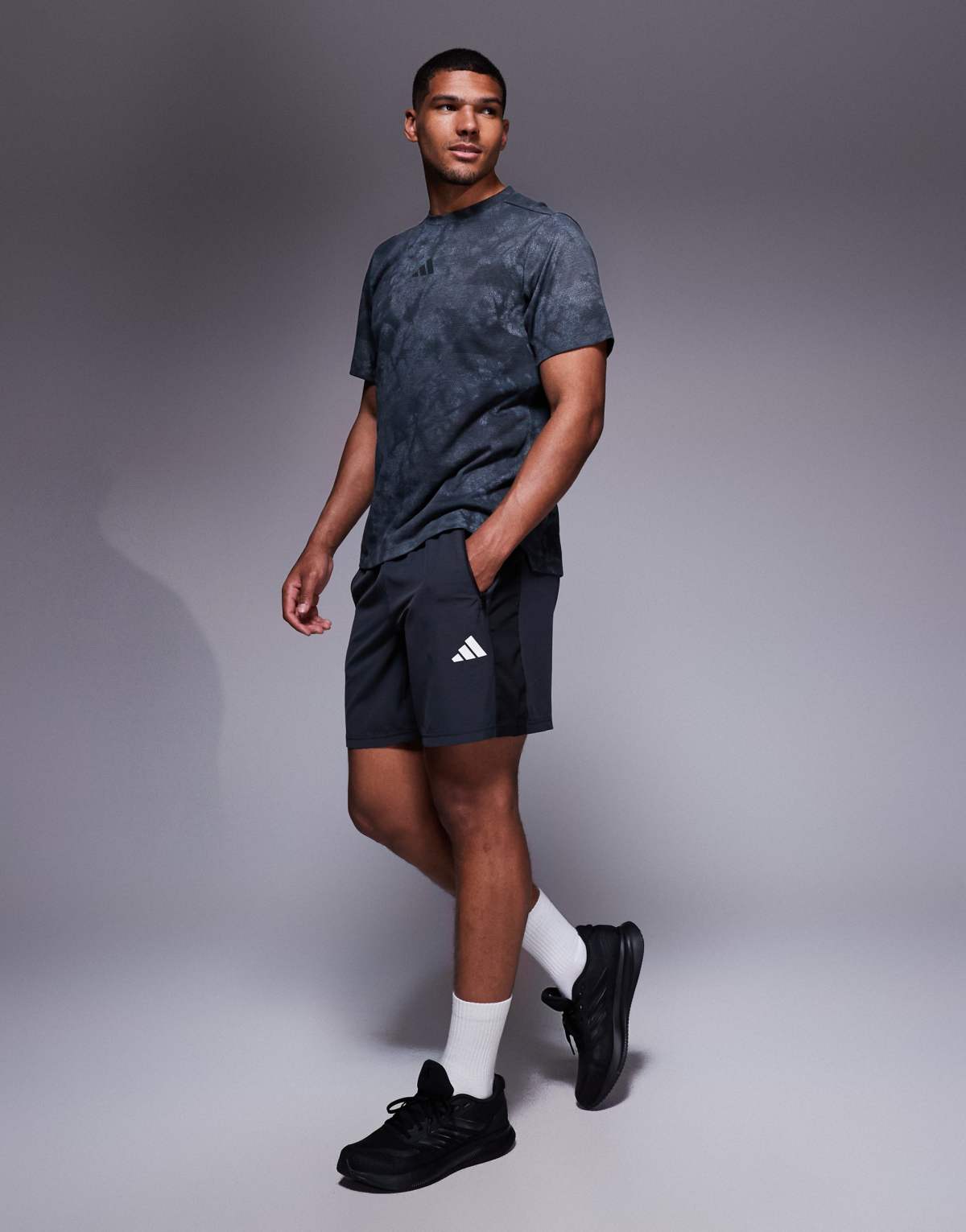 adidas Training essentials woven shorts in black melange