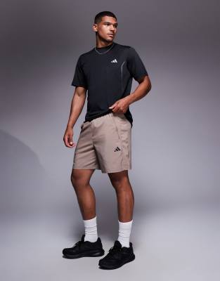 asos adidas Training essentials woven shorts in chalky brown