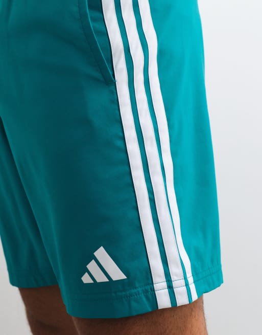 adidas Training Essentials zwemshort met 3 strepen in turkoois, 2 van 4