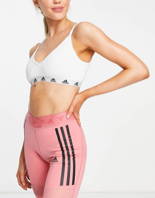 adidas Training – Everyday – Biały bawełniany biustonosz sportowy do lekkich ćwiczeń