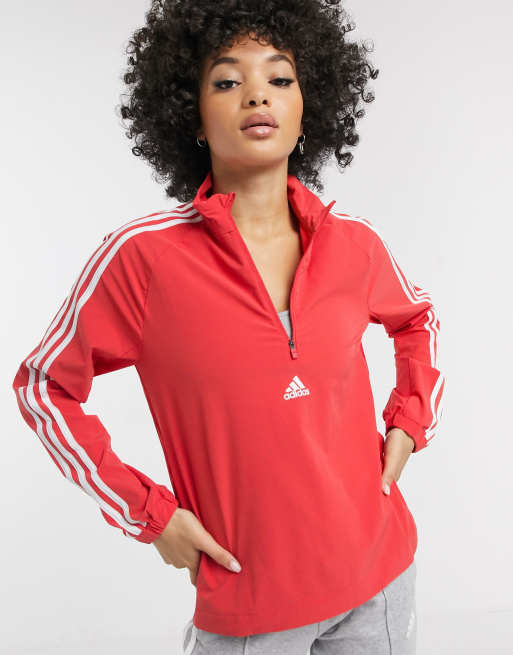 Felpa adidas shop con zip rossa