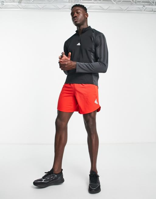 adidas Training Felpa sportiva vintage con zip corta nera a