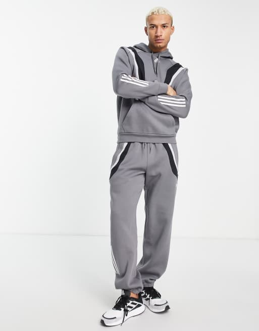 adidas Training fleece hoodie in gray