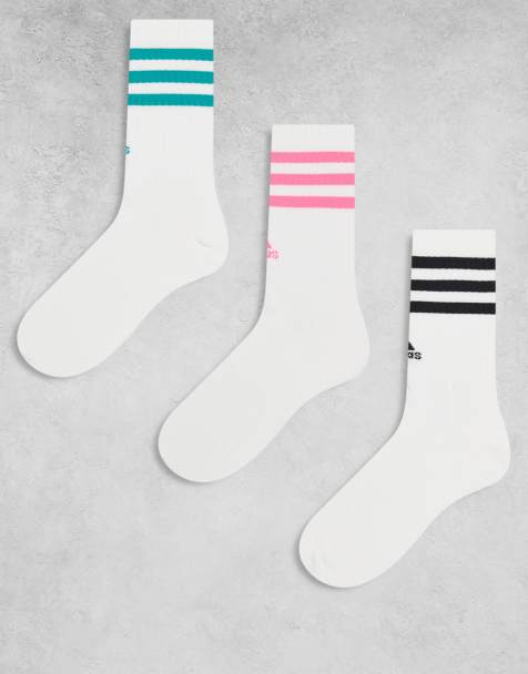adidas – Training – Flerfärgade strumpor med tre ränder, 3-pack - view 1