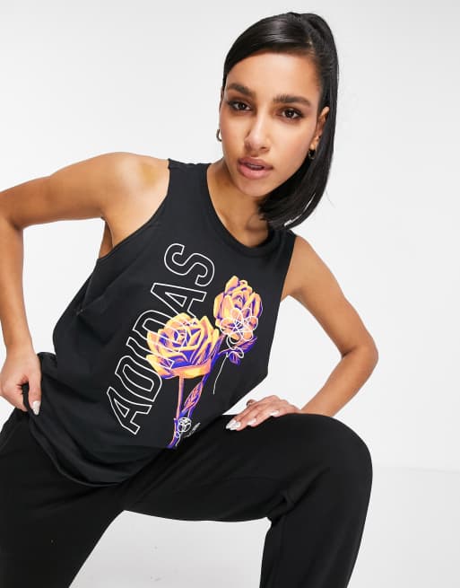 Adidas training floral store print tank top