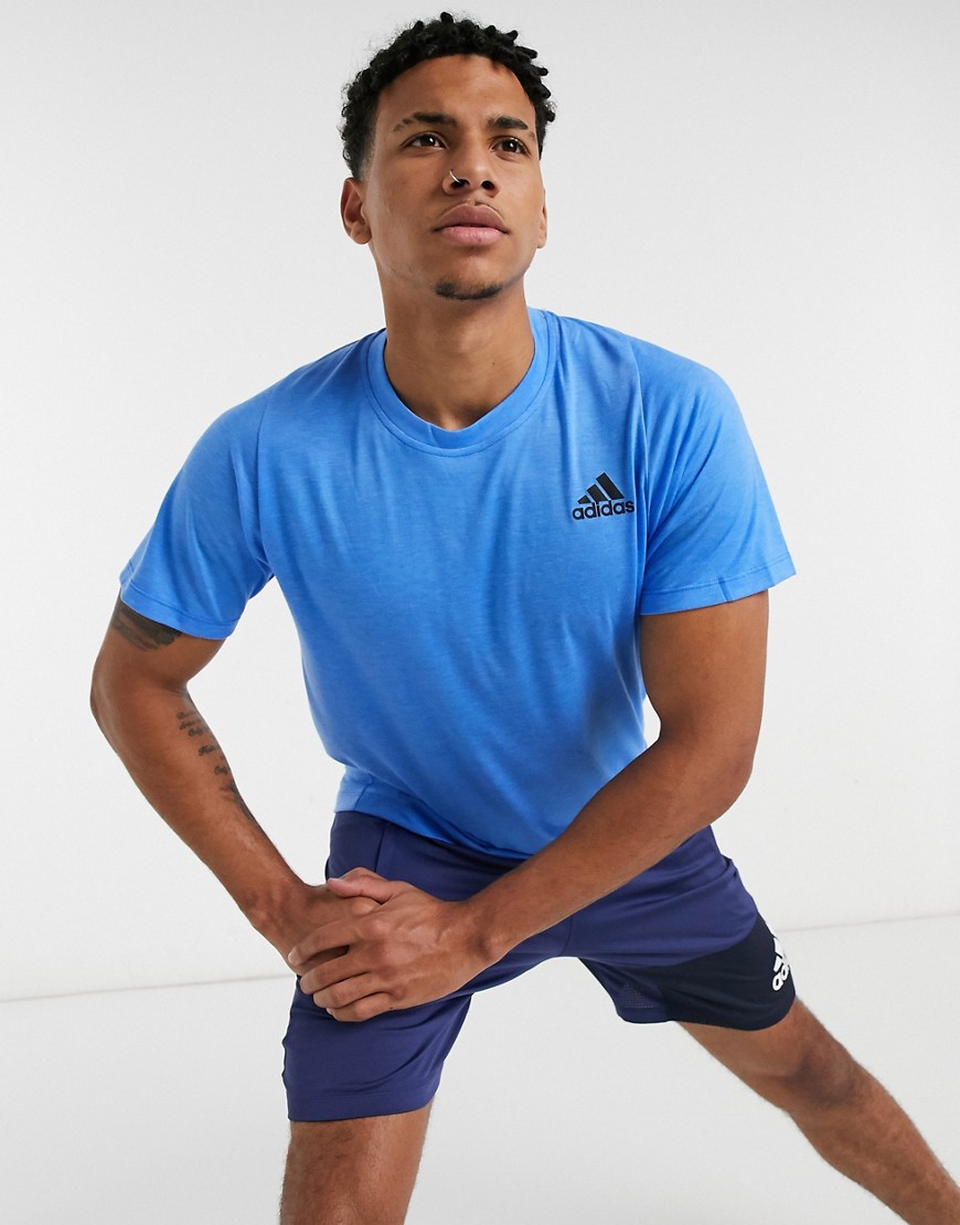 adidas Training FreeLift sport prime heather t-shirt in glory blue melange