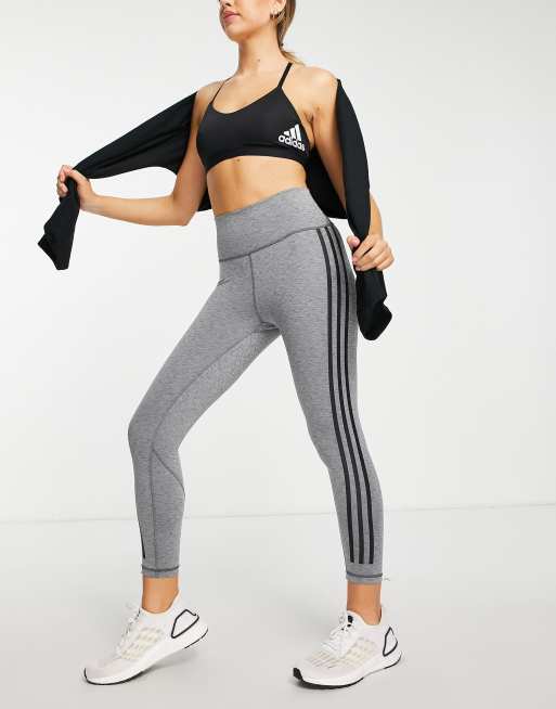 adidas Training 3-Stripes leggings in gray