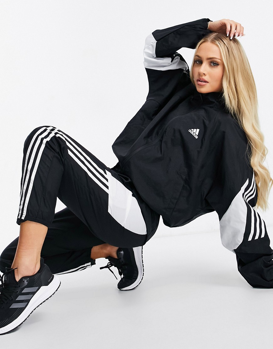 Adidas Performance - Adidas training game time woven tracksuit in black