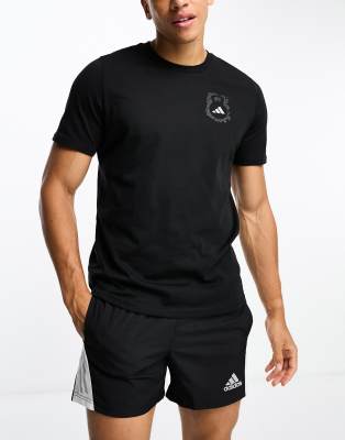 adidas Training gator back print logo t-shirt in black