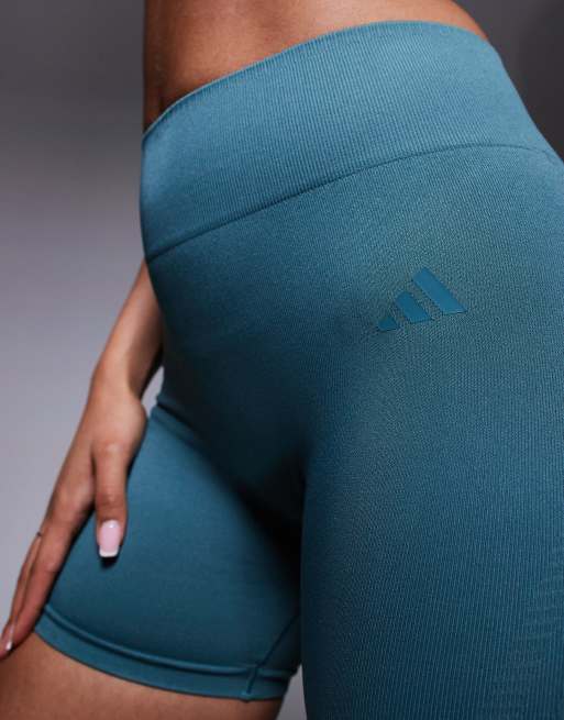 adidas Training - Gebreide 4" booty short in blauwgroen, 3 van 5