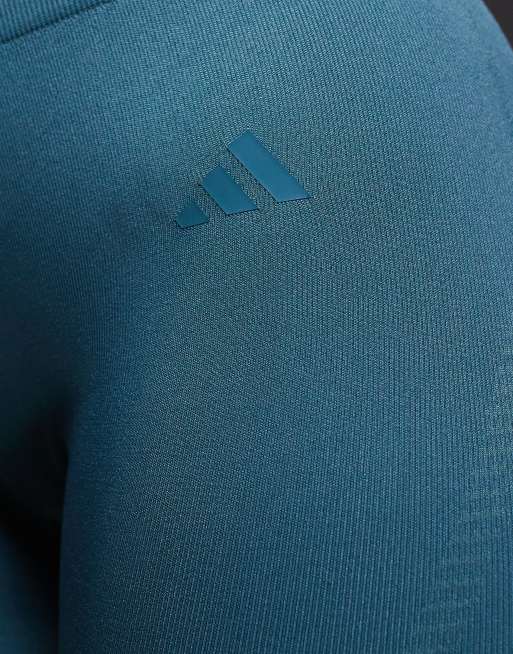 adidas Training - Gebreide 4" booty short in blauwgroen, 5 van 5