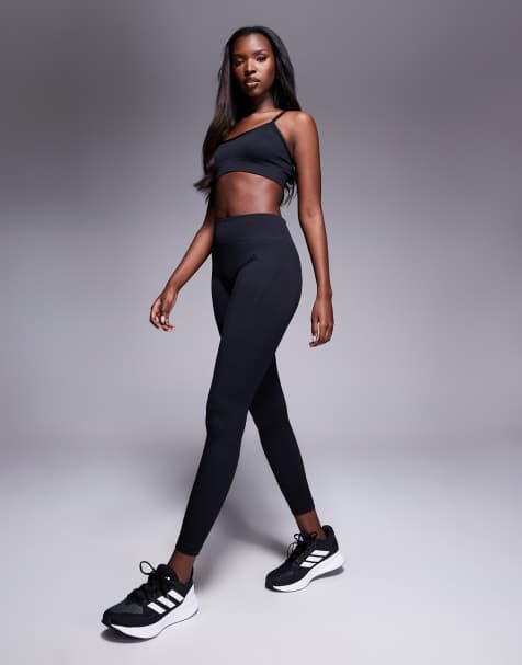 adidas - Training - Gebreide lange legging in zwart - view 1