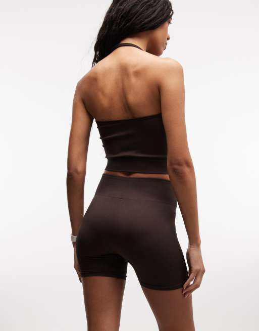 adidas Training – Gestrickte Shorts in Braun, 4 Zoll Schrittlänge, 4 von 5